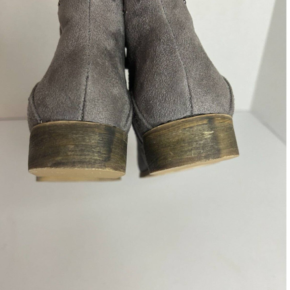 Mi.im Miim Grey Suede Booties Studded Ankle Boots Zip Up Shoes Womens Size 6.5 - Picture 8 of 10